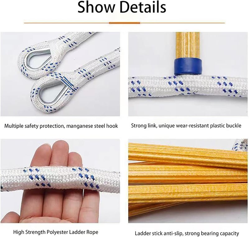 JFFLYIT 13ft Fire Escape Rope Ladder Emergency Fire Ladders Fire Escape Ladder for 2 Story - Image 2